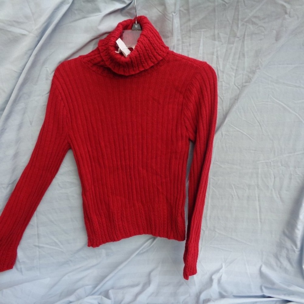 Y2K vintage turtleneck red sweater size M junior - Picture 4 of 9